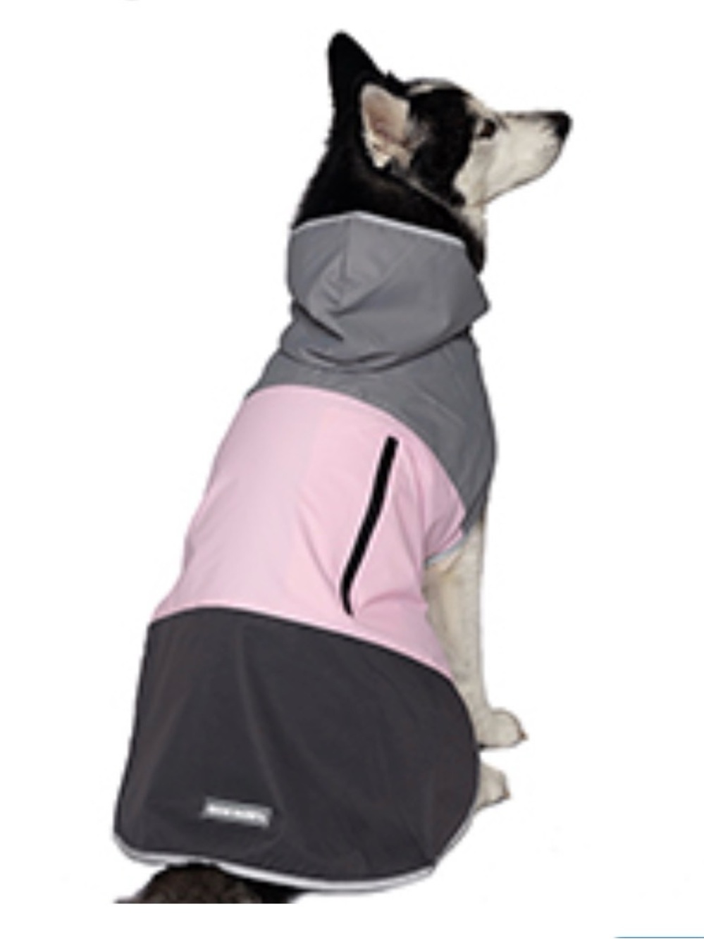 Eddie Bauer Pink and Gray Colorblock Dog Rain Jacket with Hood- Size Large